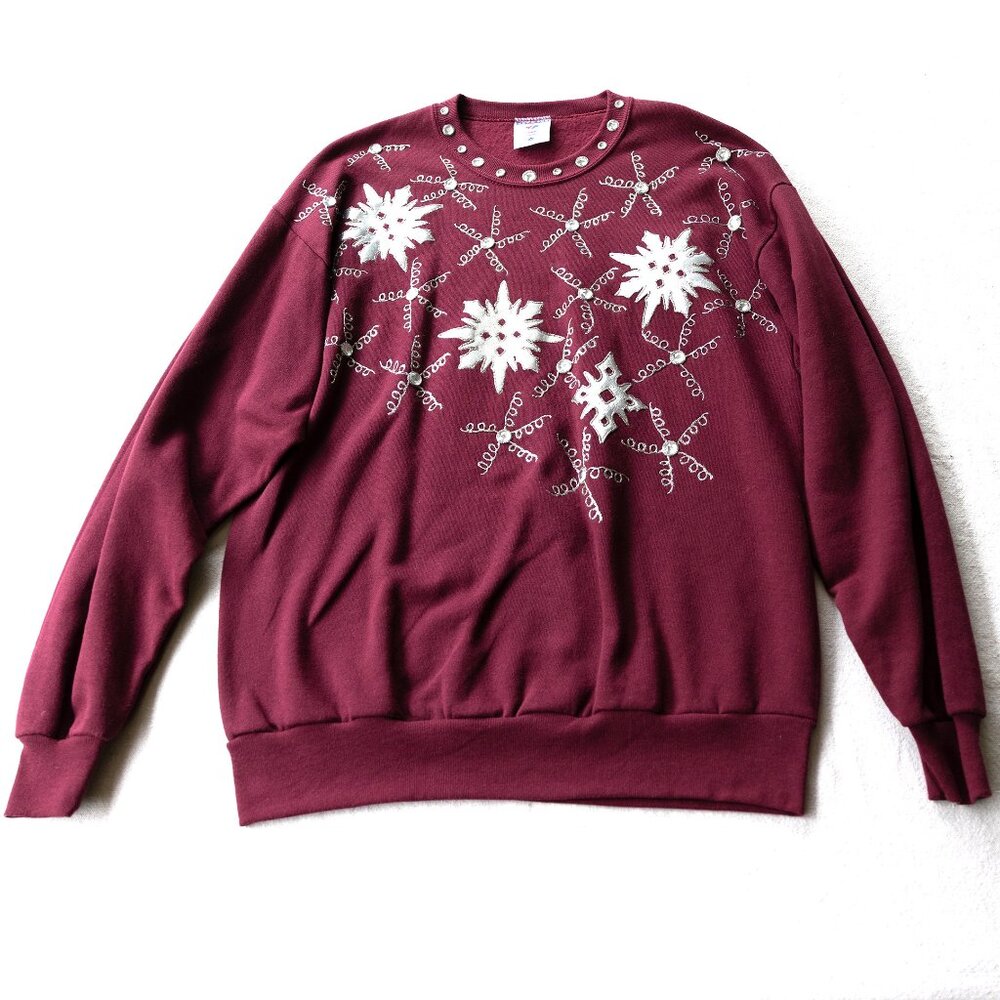 Vintage 90s Jerzees Snowflake Sweatshirt | Christmas | Retro